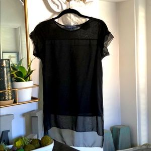 French connection high low tee blouse